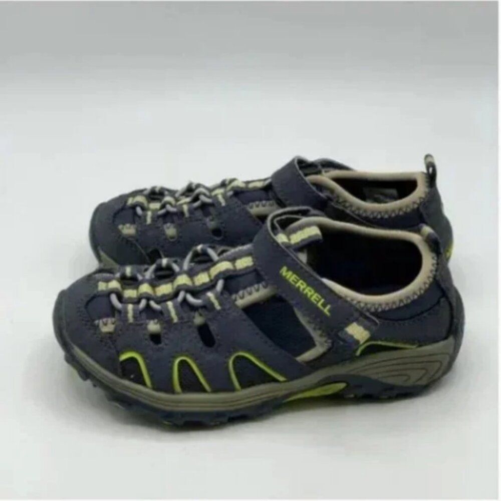 Merrell Boys' Hydrohiker Trail Shoe Blue Lime Green Size 11 - Picture 3 of 8